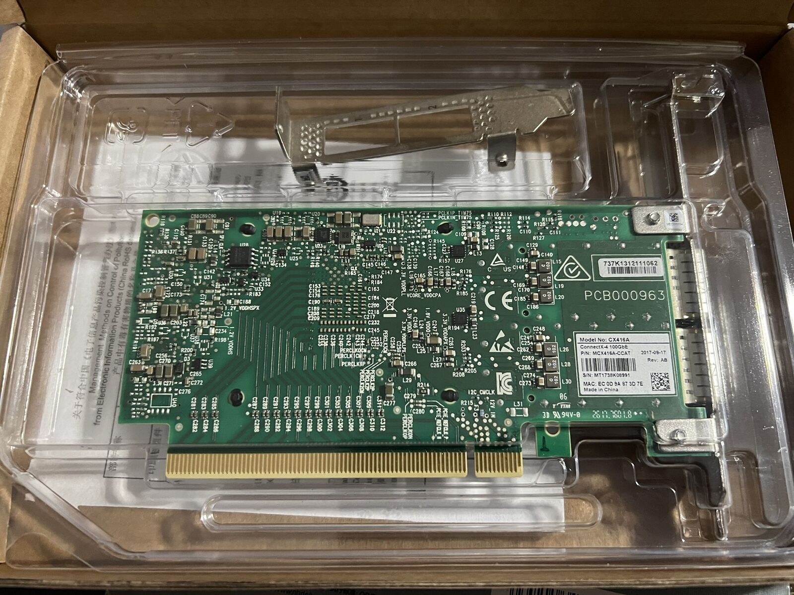 Mellanox MCX416A-CAT CX416A Du - đánh giá và giá 100Gbe Qsfp28 Network Card